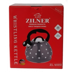 Czajnik Zilner 3 Litry Czerwony w białe kropki